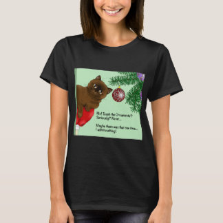 Brown Christmas Ornament Cat   T-Shirt