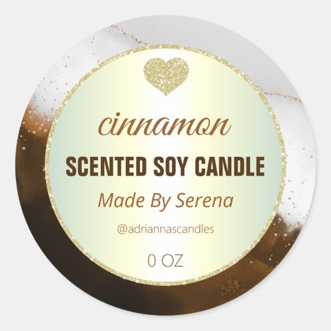 Brown Cinnamon Ink Soy Candle Product Labels (Front)