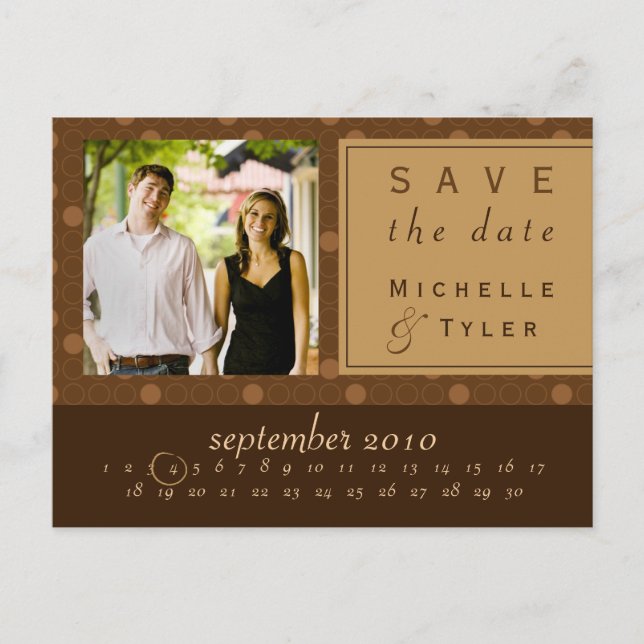 Brown Circle Save the Date Card (Front)