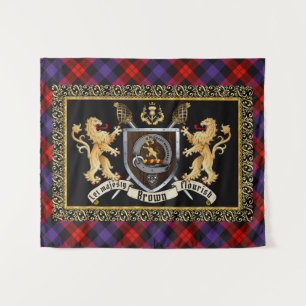Brown Clan Badge & Motto w/Lions Tapestry