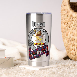 Brown Clan Badge & Tartan Insulated Tumbler