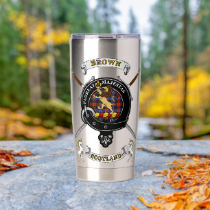 Brown Clan Badge Tartan & Swords Insulated Tumbler