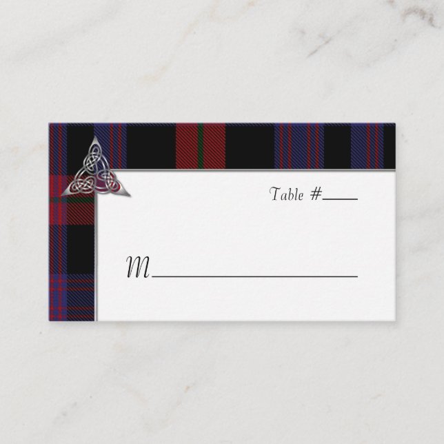 Brown Clan Plaid wedding Reception Place Card (Front)