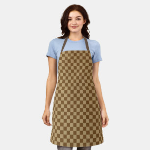 Brown Classic Chequerboard by Shirley Taylor Apron