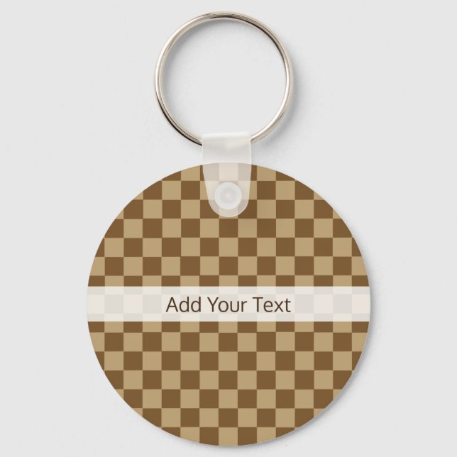 Brown Classic Chequerboard by Shirley Taylor Key Ring (Front)