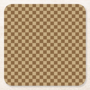 Brown Classic Chequerboard by Shirley Taylor Square Paper Coaster