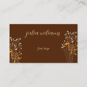 Brown Classic Floral Design Business Card