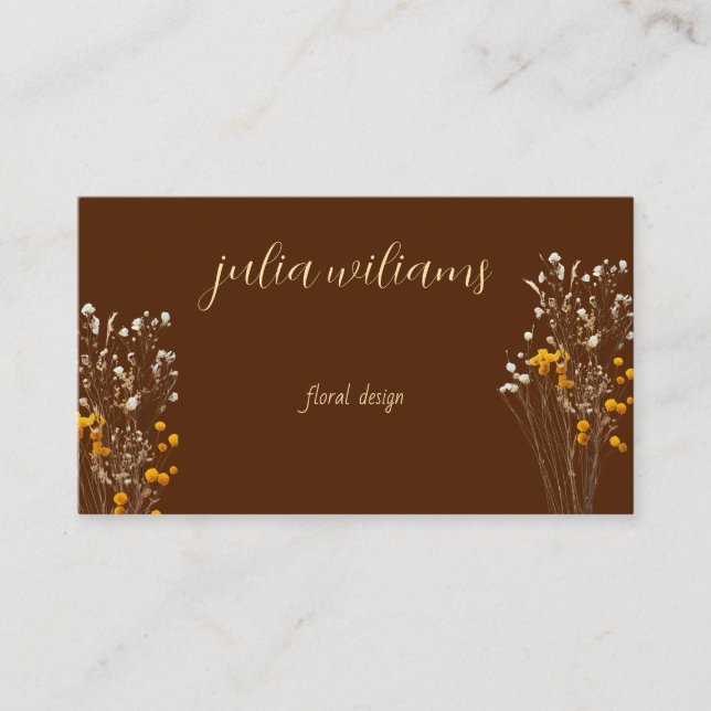 Brown Classic Floral Design  Business Card (Front)