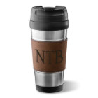 Brown Classic Monogram Faux Leather Steel Tumbler