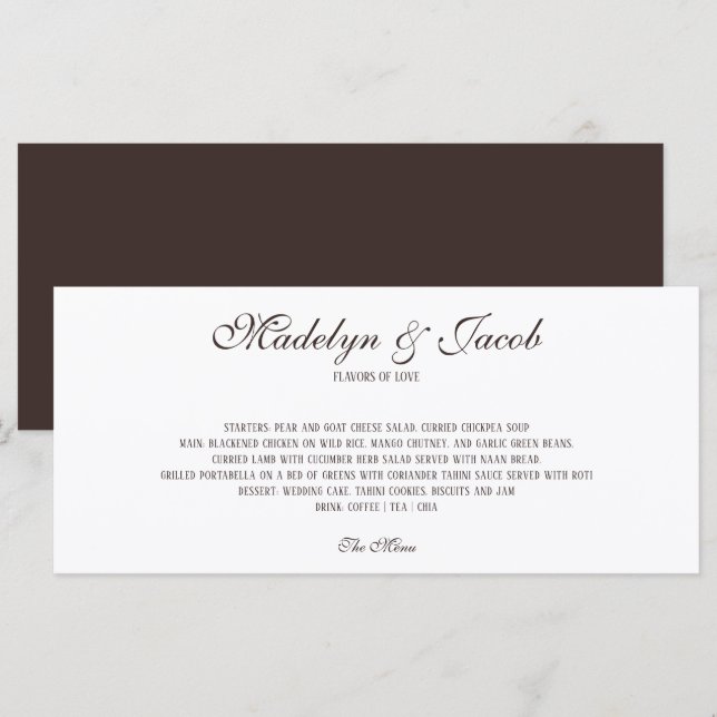 Brown Classic Wedding Menu (Front/Back)