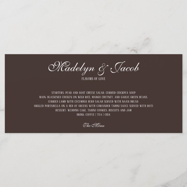 Brown Classic Wedding Menu (Front)