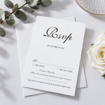 Brown Classic Wedding RSVP Card