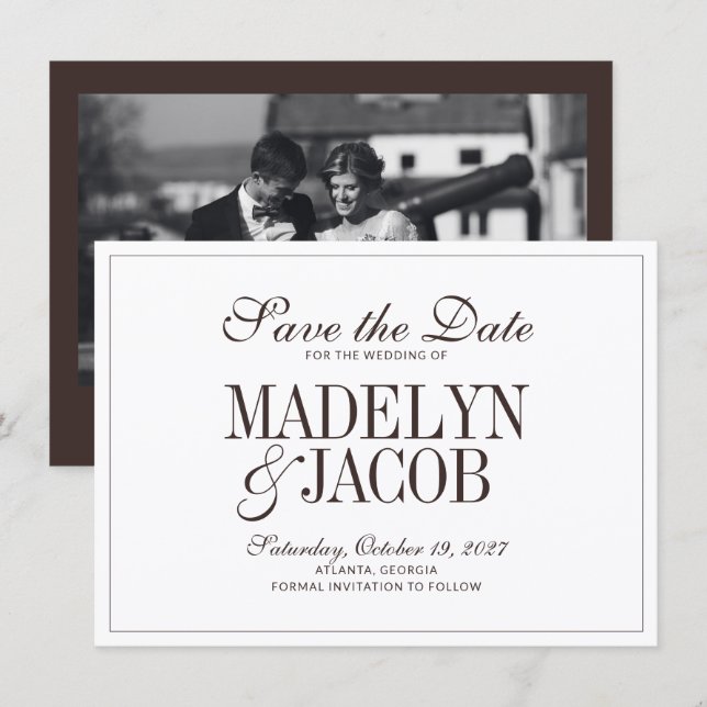 Brown Classic Wedding Save the Date (Front/Back)