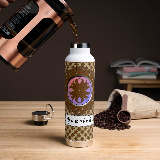 Brown Clover Ribbon by Kenneth Yoncich Water Bottle (Coffee)