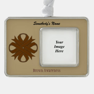 Brown Clover Ribbon Tmpl (H-O) by Kenneth Yoncich Silver Plated Framed Ornament