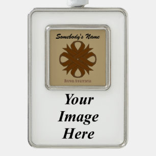 Brown Clover Ribbon Tmpl (V-I) by Kenneth Yoncich Silver Plated Framed Ornament