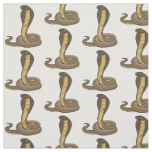 Brown cobra snake illustration fabric