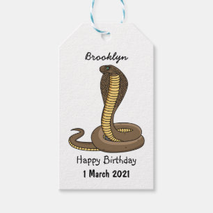 Brown cobra snake illustration gift tags