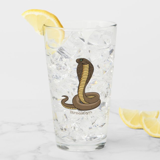 Brown cobra snake illustration glass (Front Ice)