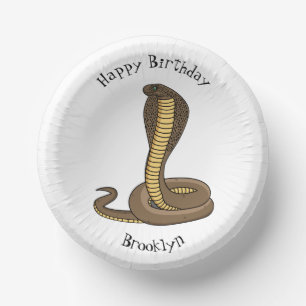 Brown cobra snake illustration paper plate