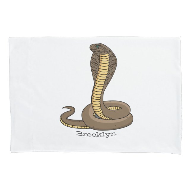 Brown cobra snake illustration pillowcase (Front)