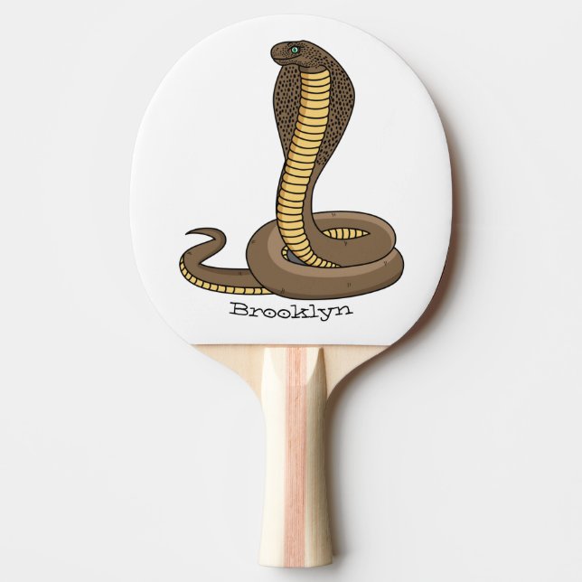 Brown cobra snake illustration ping pong paddle (Front)