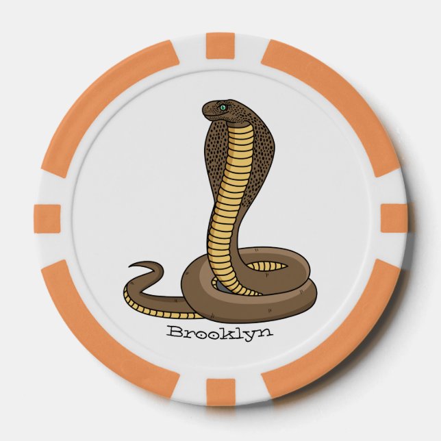 Brown cobra snake illustration poker chips (Front)
