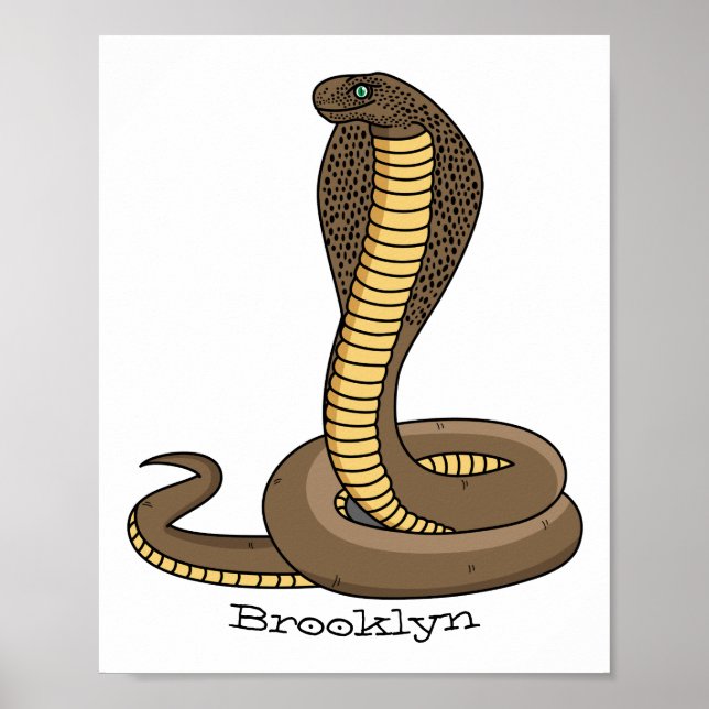 Brown cobra snake illustration poster (Front)
