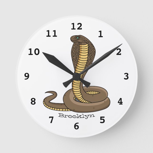 Brown cobra snake illustration  round clock (Front)