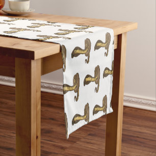 Brown cobra snake illustration short table runner