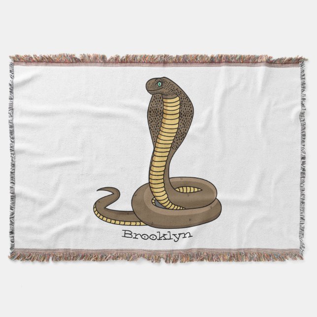 Brown cobra snake illustration throw blanket (Front)