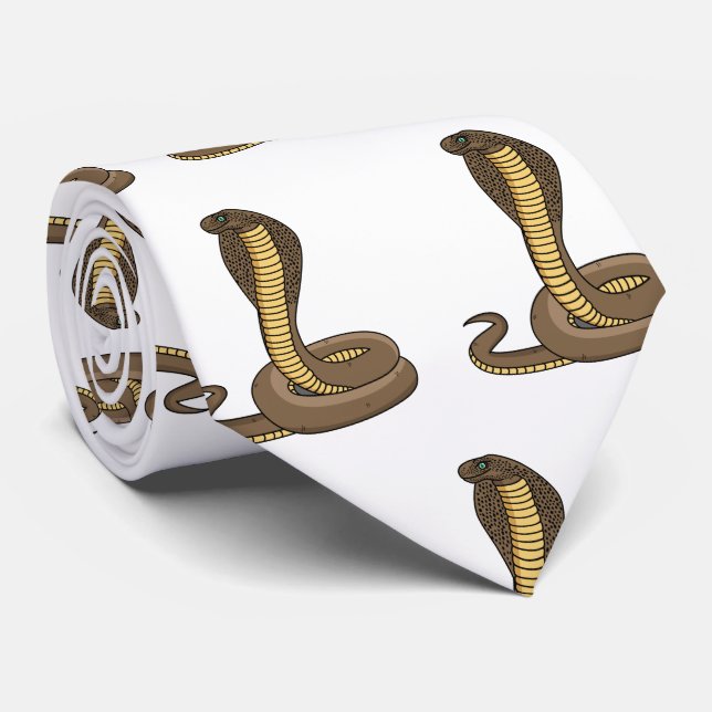 Brown cobra snake illustration tie (Rolled)