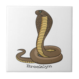 Brown cobra snake illustration tile