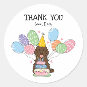 Brown Cockapoo Cavapoo Birthday Favour Tags Sticke