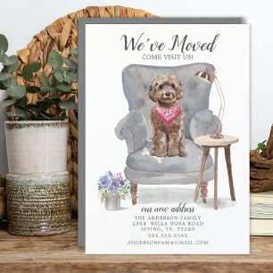 Brown Cockapoo Dog   Moving Announcement