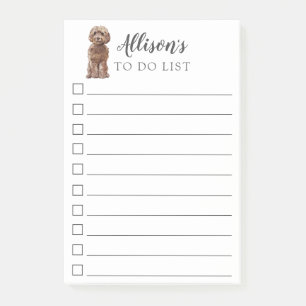 Brown Cockapoo Dog Personalised To Do List Post-it Notes