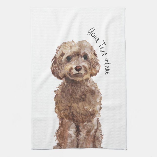 Brown Cockapoo Kitchen Towel (Vertical)