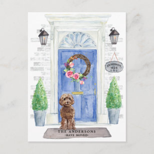 Brown Cockapoo Moving Announcement Postcard