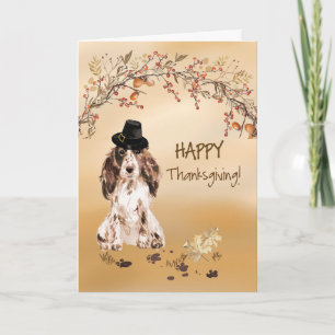 Brown Cocker Spaniel Funny Hat Thanksgiving Card