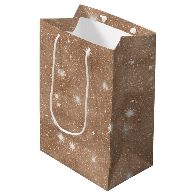 Brown Cocoa Glitter Birthday Medium Gift Bag (Front Angled)