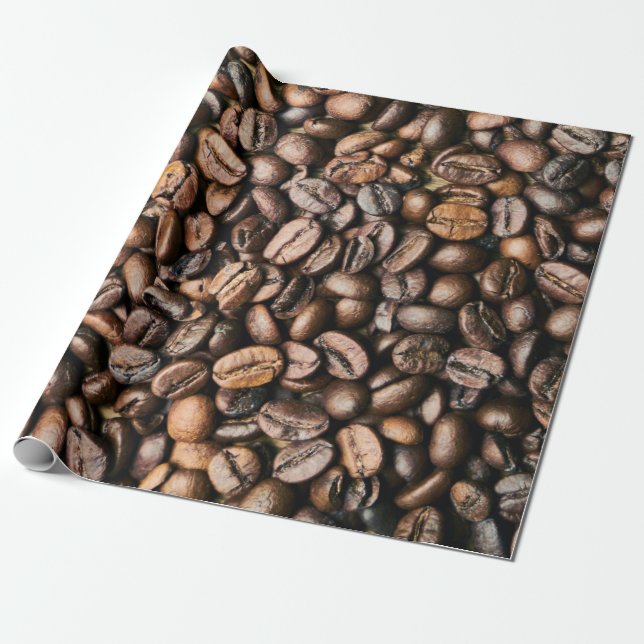 Brown Coffee Bean Background Wrapping Paper (Unrolled)