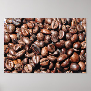 BROWN COFFEE BEANS PHOTOGRAPHY BACKGROUNDS FOODS POSTER