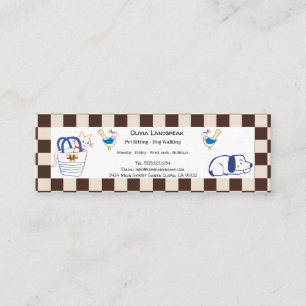 Brown Coffee Colours Beige Checks Pattern & Pet ca Mini Business Card