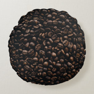 Brown coffee seeds round cushion
