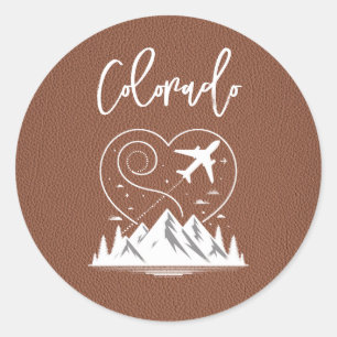 Brown Colorado Passport  Classic Round Sticker