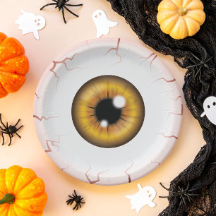 Brown Colour Eyeball Halloween Bloodshot Eyeball Paper Plate