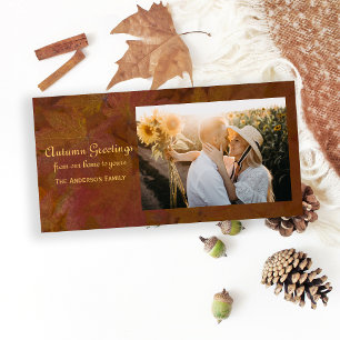 Brown Coloured Leaves Autumn Greetings Photo Card