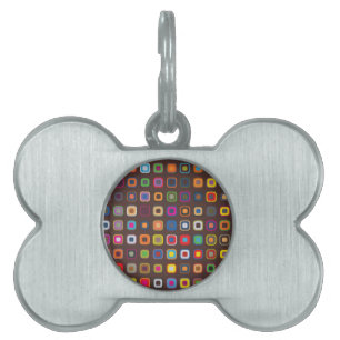 Brown Coloured Square Pattern Pet ID Tag