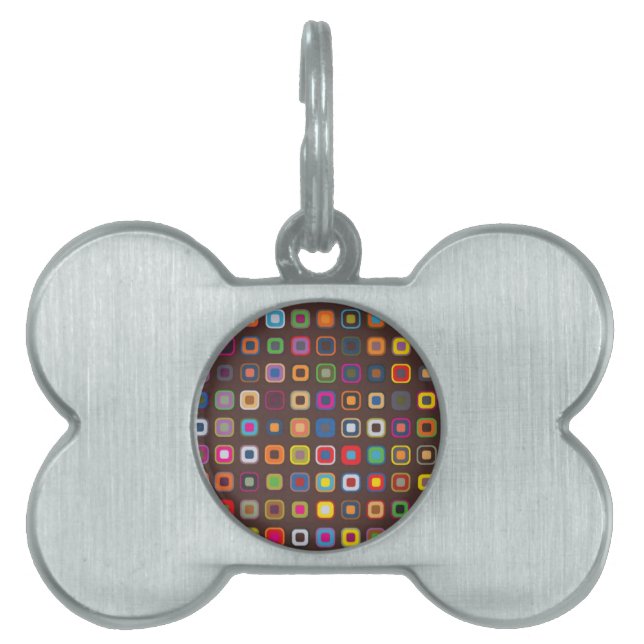 Brown Coloured Square Pattern Pet ID Tag (Front)