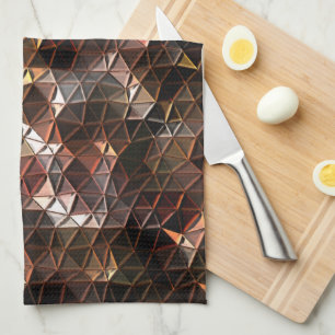 Brown coloured triangular mosaic with slight relie tea towel